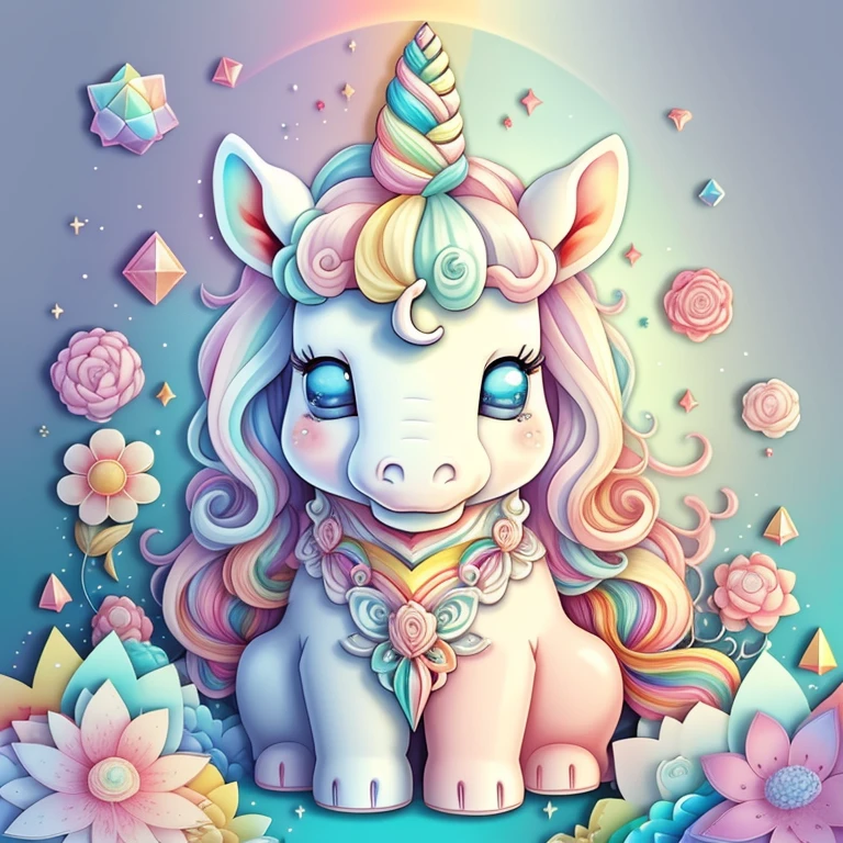 (cute baby unicorn with a rainbows and flowers), Munchkin ,Geometric multidimensional wall portrait, livro de arte, Tchibi,
Yang08k, Beautiful, Colouring,
Obras, of the highest quality, best quality, Arte Oficial, Beautiful and Aesthetic,