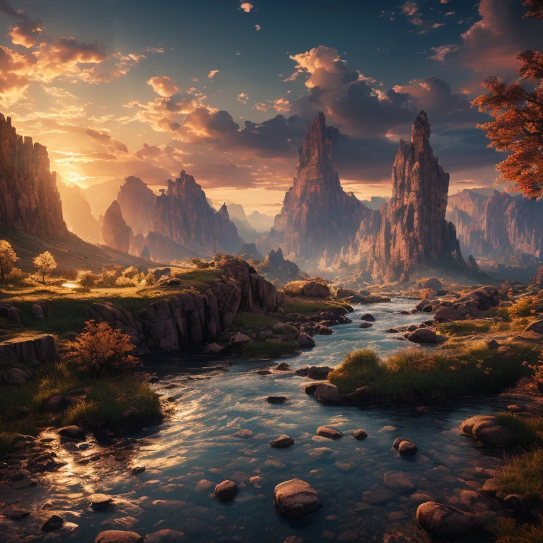 romantic landscape art, (best composition), ultra-wide-angle, octane render, enhance, intricate, (best quality, masterpiece, Representative work, official art, Professional, unity 8k wallpaper:1.3)