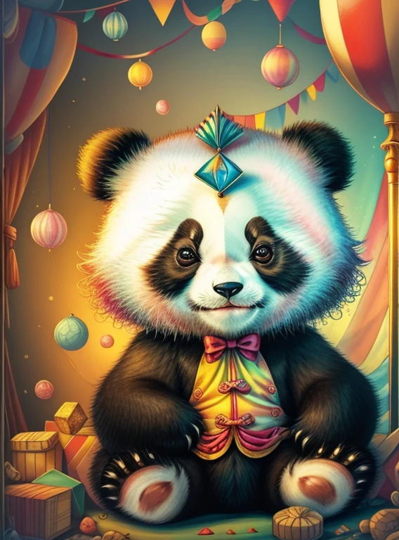 (cute baby panda in the circus), Munchkin ,Geometric multidimensional wall portrait, livro de arte, Tchibi,
Yang08k, Beautiful, Colouring,
Obras, of the highest quality, best quality, Arte Oficial, Beautiful and Aesthetic,