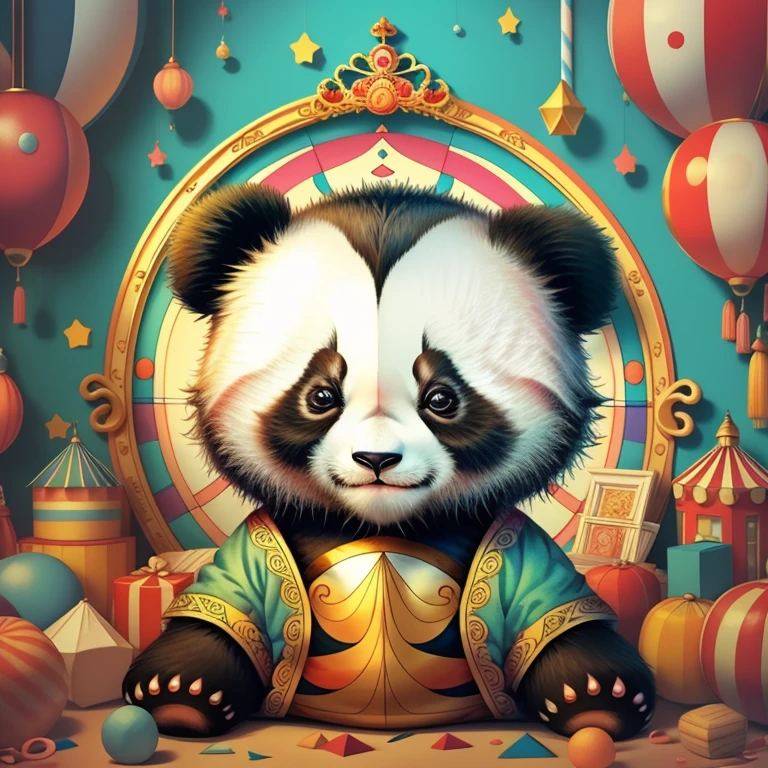 (cute baby panda in the circus), Munchkin ,Geometric multidimensional wall portrait, livro de arte, Tchibi,
Yang08k, Beautiful, Colouring,
Obras, of the highest quality, best quality, Arte Oficial, Beautiful and Aesthetic,