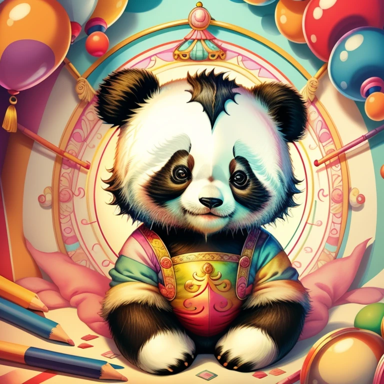 (cute baby panda in the circus), Munchkin ,Geometric multidimensional wall portrait, livro de arte, Tchibi,
Yang08k, Beautiful, Colouring,
Obras, of the highest quality, best quality, Arte Oficial, Beautiful and Aesthetic,