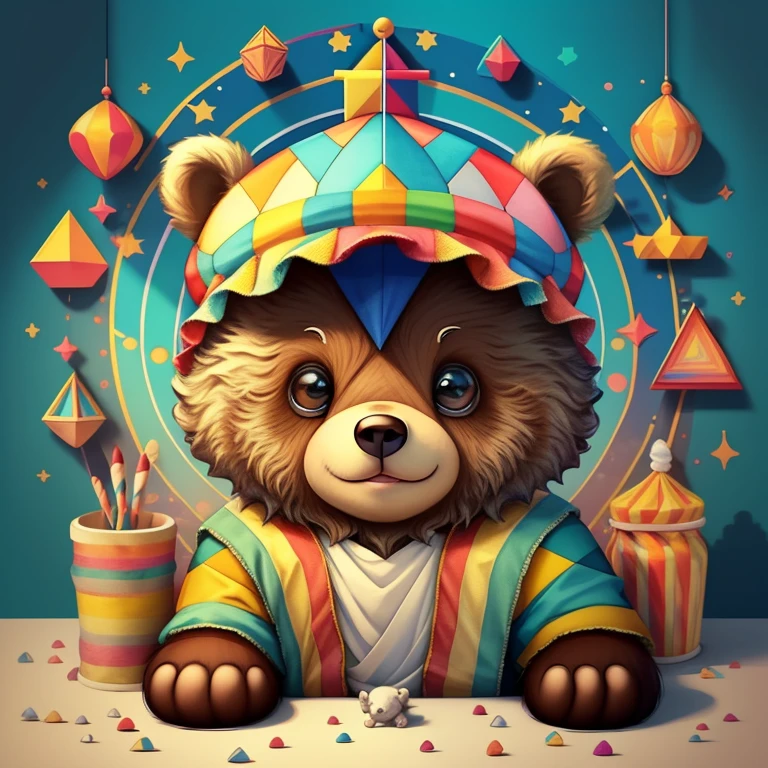 (cute bear in the circus), Munchkin ,Geometric multidimensional wall portrait, livro de arte, Tchibi,
Yang08k, Beautiful, Colouring,
Obras, of the highest quality, best quality, Arte Oficial, Beautiful and Aesthetic,