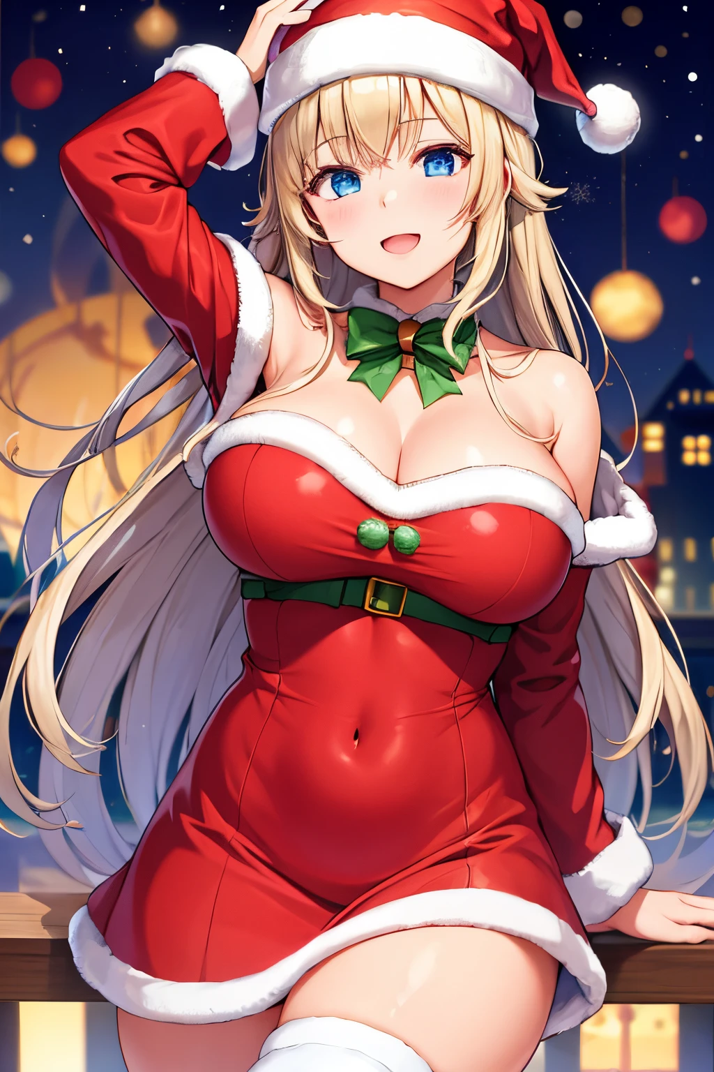 Beautiful girl, Santa Claus costume, big breasts,