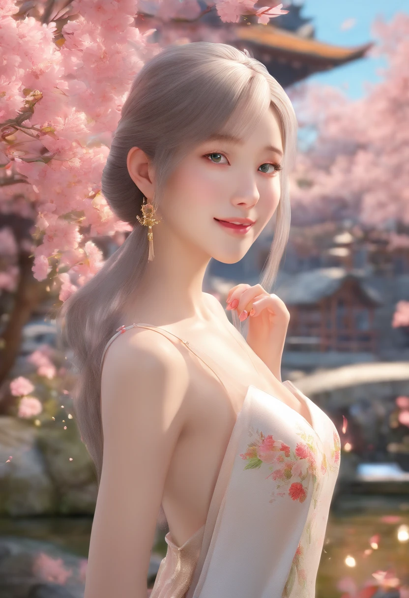 (ultra-detailed, highres, realistic:1.37), young girl posing naked in an Asian-inspired setting, delicate features, flawless skin, innocent eyes, silky smooth hair, petite and slender figure, gentle smile, shy and playful expression, soft lighting, vibrant colors, traditional Japanese garden backdrop, cherry blossom petals floating in the air, peaceful and serene atmosphere, meticulous attention to detail, a moment frozen in time, a celebration of beauty and youth.