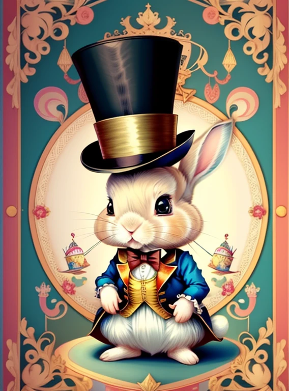 (cute rabbit with a top hat in the circus), Munchkin ,Geometric multidimensional wall portrait, livro de arte, Tchibi,
Yang08k, Beautiful, Colouring,
Obras, of the highest quality, best quality, Arte Oficial, Beautiful and Aesthetic,