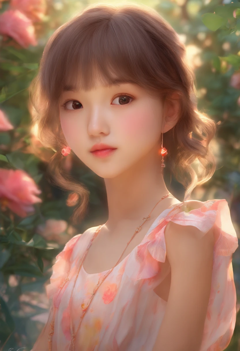 A cute small teen posing nude, in a garden, with beautiful detailed eyes, lips, and face, wearing a delicate bracelet on her wrist. The scene is captured with a medium of oil painting, resulting in high-resolution, ultra-detailed, and photorealistic image quality. The overall artwork has a soft and warm color tone, with a gentle and dreamy lighting effect. The top topic is described as:A cute little girl posing nude in the garden,With beautiful detailed eyes,Lip color and facial expressions are extremely delicate。She wore a delicate bracelet on her wrist。The picture adopts the medium of oil painting,Demonstrate high resolution、Ultra-detailed and realistic image quality。The overall artwork features soft and warm tones,With soft and dreamy light effects。
