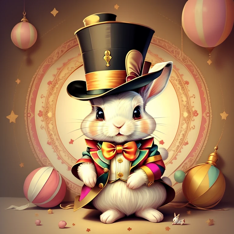 (cute baby rabbit with a top hat in the circus), Munchkin ,Geometric multidimensional wall portrait, livro de arte, Tchibi,
Yang08k, Beautiful, Colouring,
Obras, of the highest quality, best quality, Arte Oficial, Beautiful and Aesthetic,