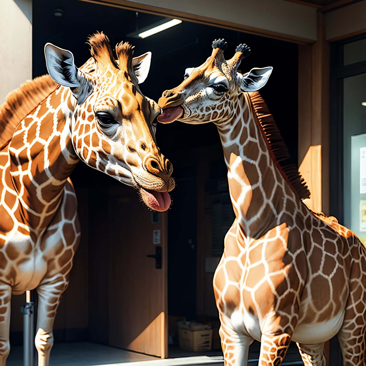 giraffe、put out the tongue