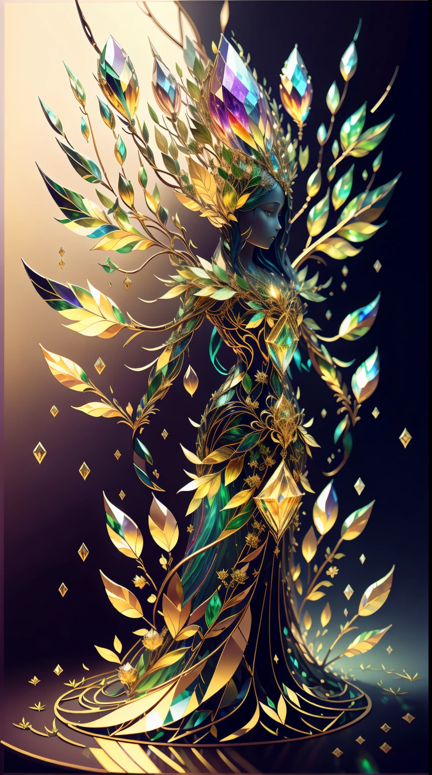 Plant Maiden,Vine Princess,Witch of Thorns,Beautiful line art photo,Use gold strokes and rainbow paint,Golden Maiden,the golden ratio,Melted wax,Visible brush strokes,surrounded by crystal spheres,3D Mosaic Wireframe,neuroimaging,neurons,The Tree of Life,colours,California,intense emotion,Oil on canvas,Thick strokes,insanely details,8k ultra high definition,tmasterpiece,art stations,ultra-realistic realism,plant witch,Vine Queen,Witch of Thorns