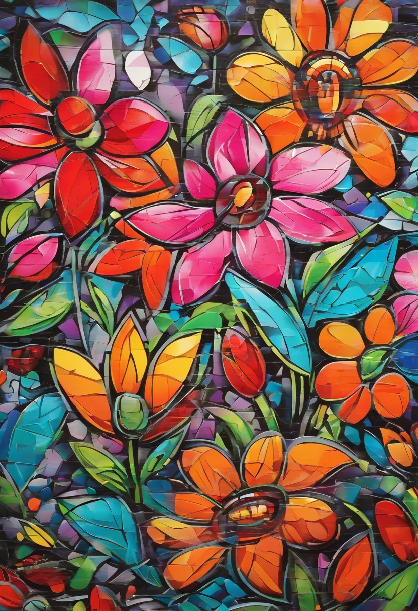 FLOWERS MOSAIC, FULL HD, hight quality