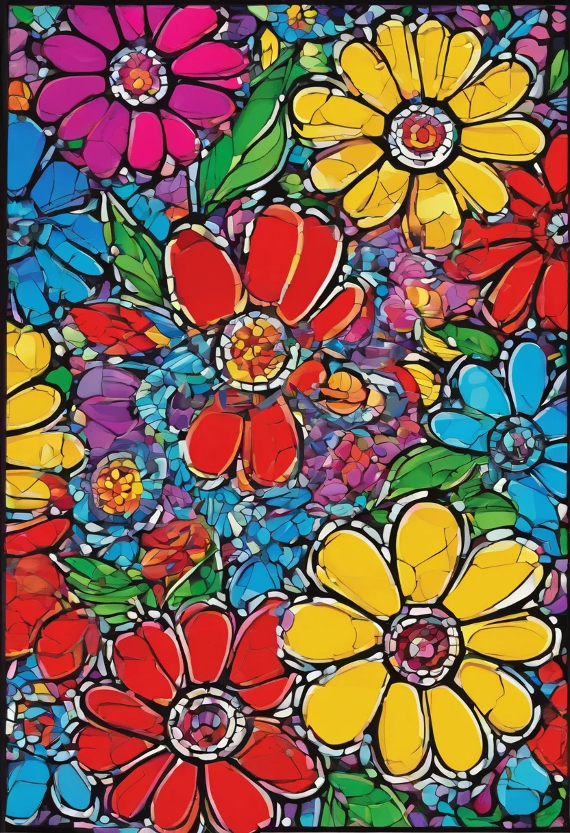 FLOWERS MOSAIC, FULL HD, hight quality