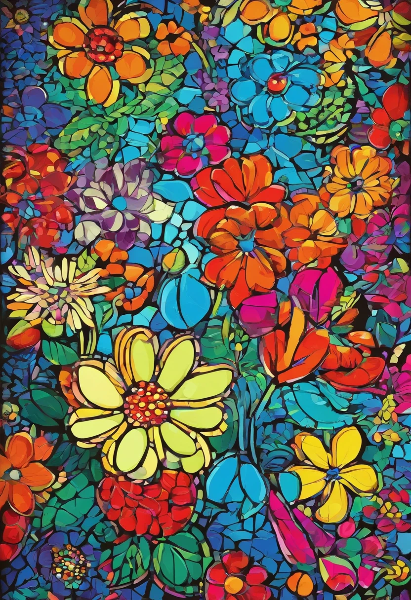 FLOWERS MOSAIC, FULL HD, hight quality