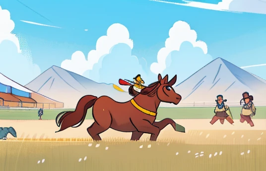 《prairie athletics》:Capturing grassland at Naadam event,Herdsmen take part in wrestling、archery、Intense moments in traditional sports such as horse racing。