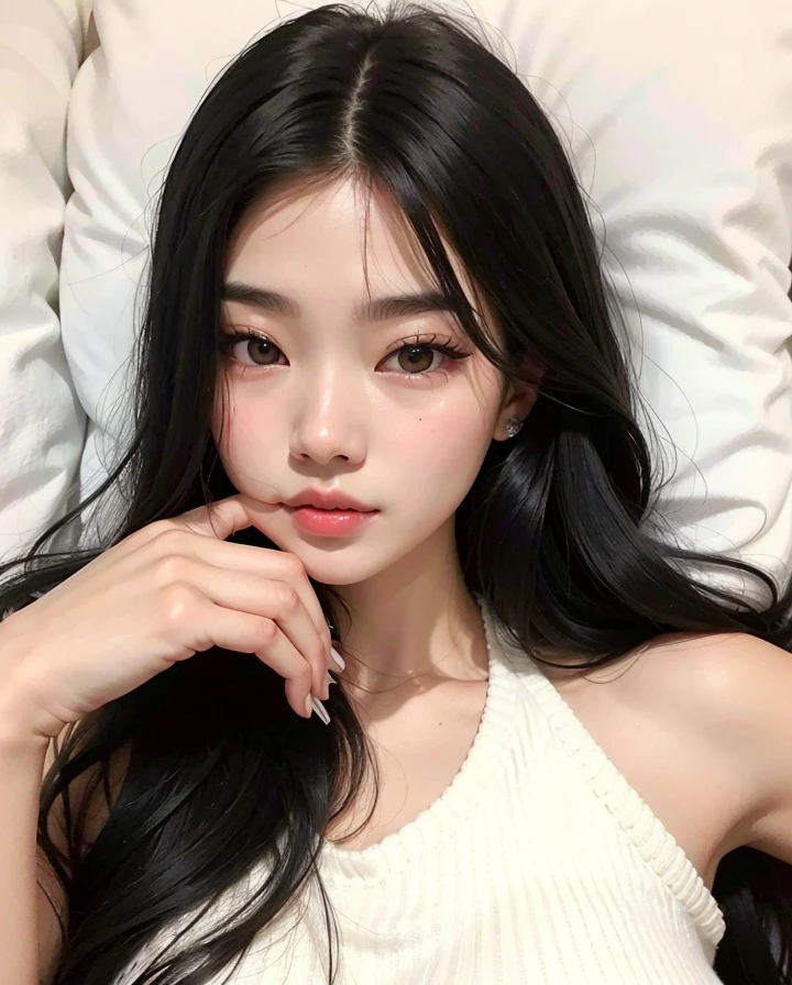 Araffe asian woman with long black hair lying on a bed, Mulher sul-coreana bonita, menina coreana, jennie blackpink, linda mulher coreana jovem, Ulzzang, Jaeyeon Nam, mulher coreana jovem bonita, Jinyoung Canela, Heonhwa Choe, wan adorable korean face, Atriz coreana bonito, young adorable korean face, Mulher coreana, Lee Ji - Eun
