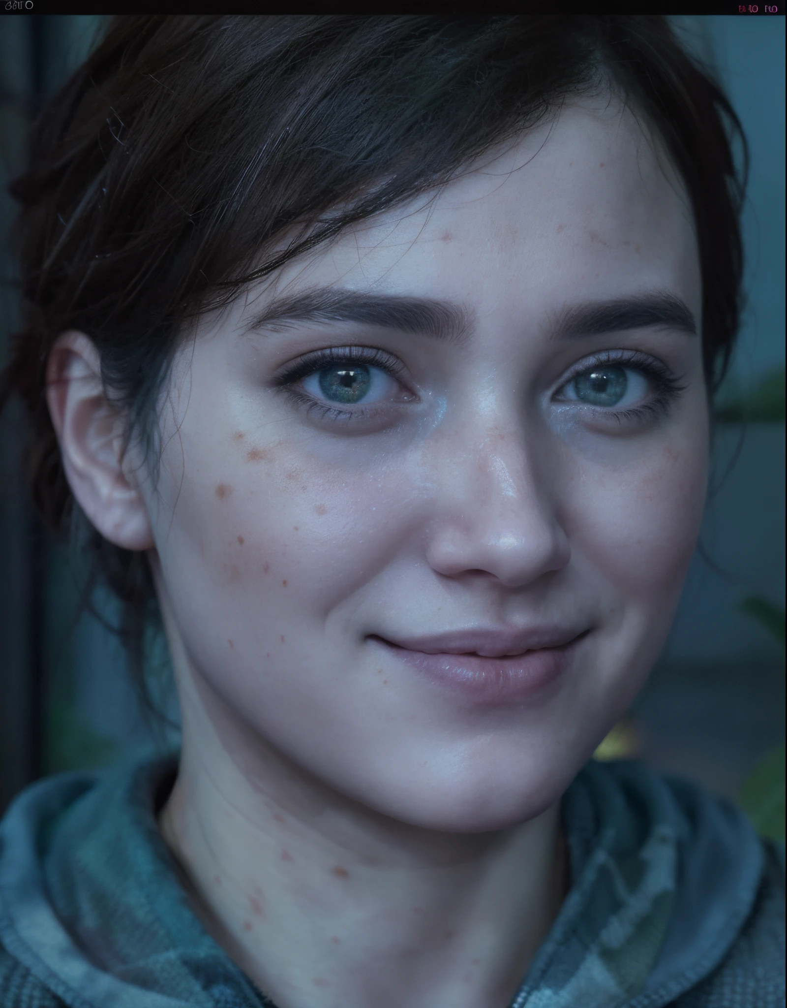 Woman, many freckles, sad