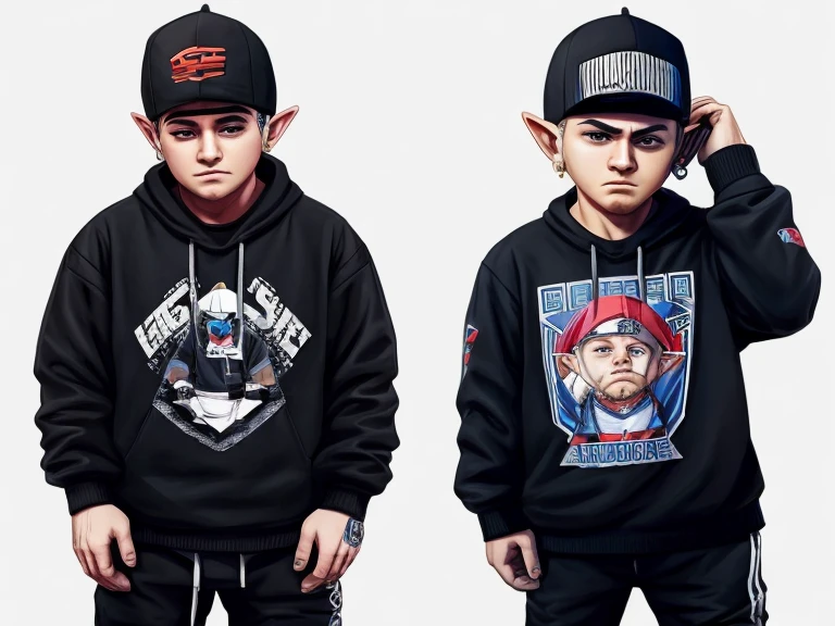 A Gnome that looks like singer Eminem, usando roupas Streetwear