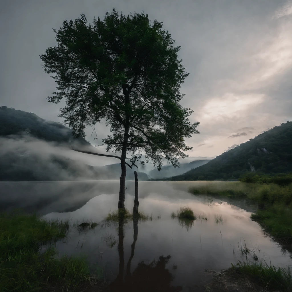 Magnificent view,Forest mountain landscape photography,Nature,It just rained,Bushes in the moonlight,Turquoise blue water,Boulders of various shapes,Alpine cliffs,1 white Phalaenopsis orchid,Minimalist cyan black and white gray tones,foggy sky,Nightmare vision, Dark fantasy plot,Perfect and excellent composition,8K分辨率,the detail,Rain trails,dampness,water stain,very wide angle shot,Jack Guzman's environmental art photography,realisticlying,cinematic compositions,Volumetriclighting,vividness, A detailed, stunning skies, Colorful clouds float,true to life, Pubic area is clear, flawless perfection, Digital SLR, 16k, 1024, 2048, 4096, A detailed, Sharp, best qualtiy, high qulity, absurderes,unmanned background,The is very detailed、Detailed lighting shadows,Trends on ArtStation、iintricate、high detal、dramatics、Midjourney Art(Volumetriclighting:1.2)hdr shot。(Faraway view,Super deep view,ultra-wide-angle,Microfocal length lens:1.2)(realisticlying:1.4)tmasterpiece、high high quality、Beautiful photography、globalillumination、