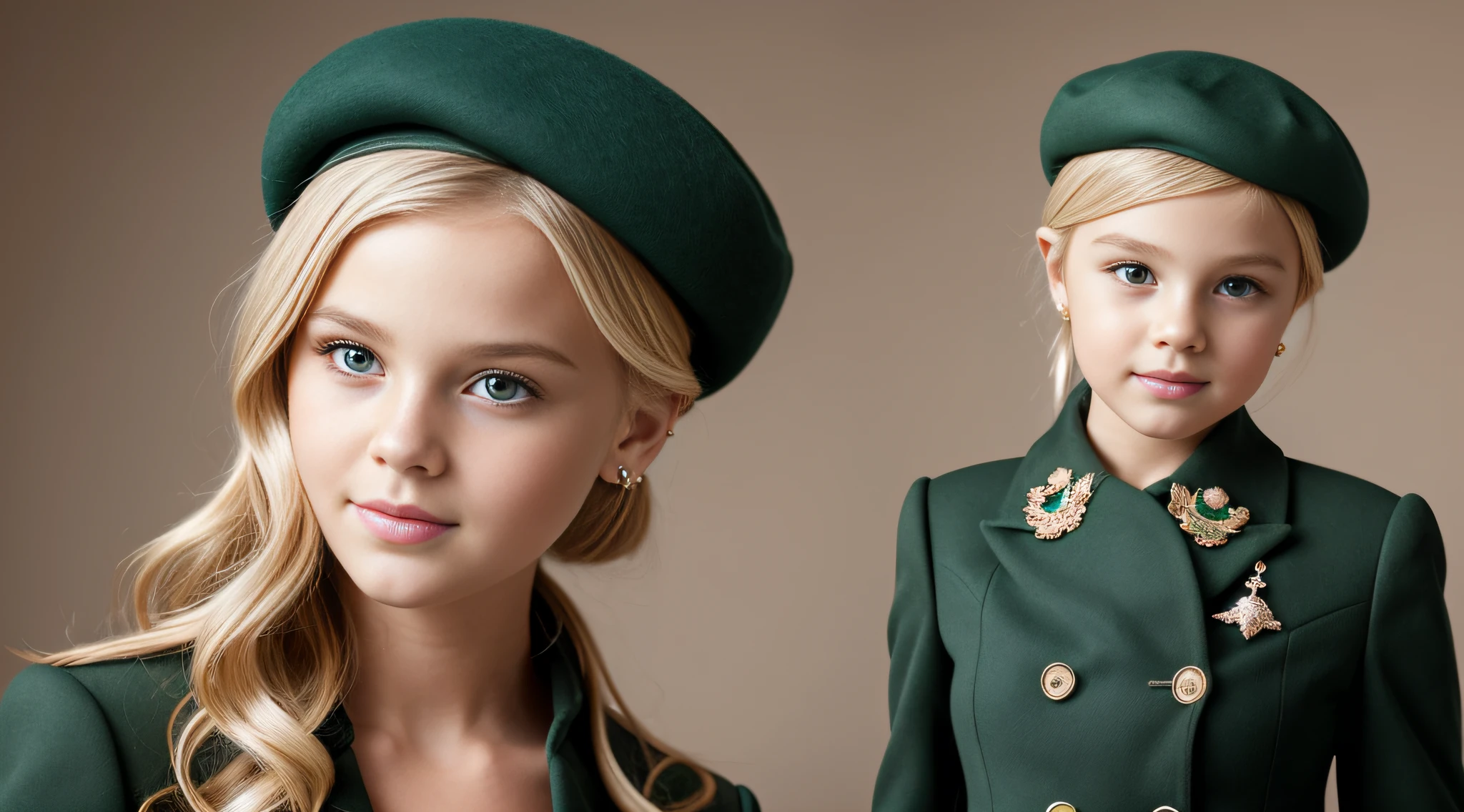 BLONDE CHILD HAIRBUN wearing green beret with pearl brooch, modelo jovem bonita, usando uma boina, usando uma boina francesa, garota, jovem bonita, menina bonito, Retrato da princesa, menina elegama boina grande, color studio portrait, Boinas, modelo bonito da menina, Retrato daa nova, modelo muitto, Retrato de uma princesa