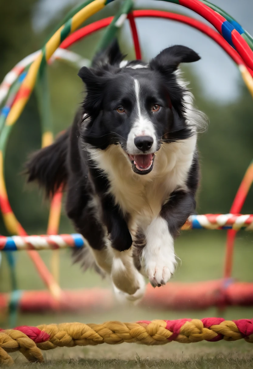 A video of a border collie successfully completing an agility course, jumping through hoops and weaving through poles.,original,Kind and sweet man with shaved face, male