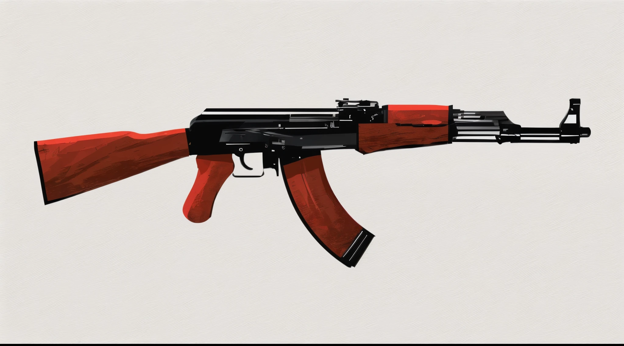 (masterpiece), best quality, AK-47, ((flat illustration))), white background