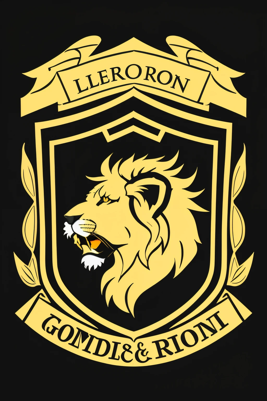 a gold and red lion logo on a black background, Logotipo esportivo, a cross behind