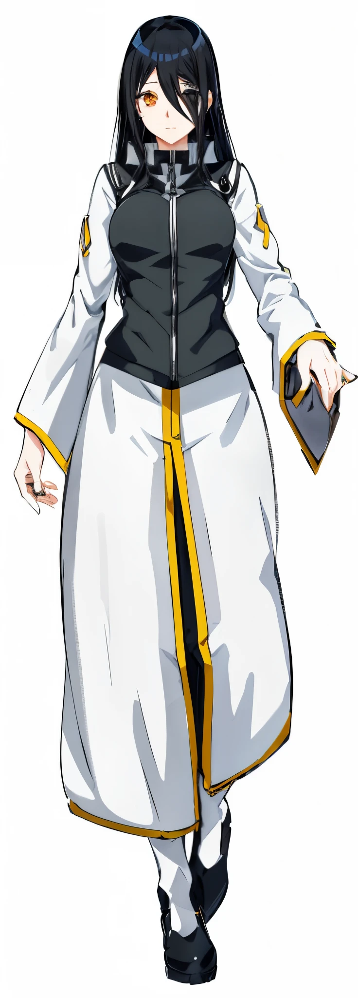 anime - style image of a woman in a black and white outfit, albedo from the anime overlord, hinata hyuga, albedo from overlord, female anime character, by Jin Homura, hinata hyuga from naruto, demon slayer rui fanart, black - haired mage, anime style character, mayuri shiina from steins gate