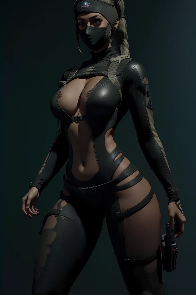 1 girl, ((Full body)), high heel boots, ski mask, ponytail hair, front knot top, high resolution, sharp image, tactical gear, designated marksman rifle,
((Best quality)), ((masterpiece)), (highly detailed:1.3), Depth-of-field, Multi-layered textures,(Hyperrealistic), HDR (High Dynamic Range), Ray Tracing, NVIDIA RTX,Unreal 5, Subsurface scattering, PBR Texturing, Post-processing,
Anisotropic Filtering, Maximum clarity and sharpness, Wide aperture, Low ISO, White balance, Rule of thirds,8K RAW, ((extremely slutty)),