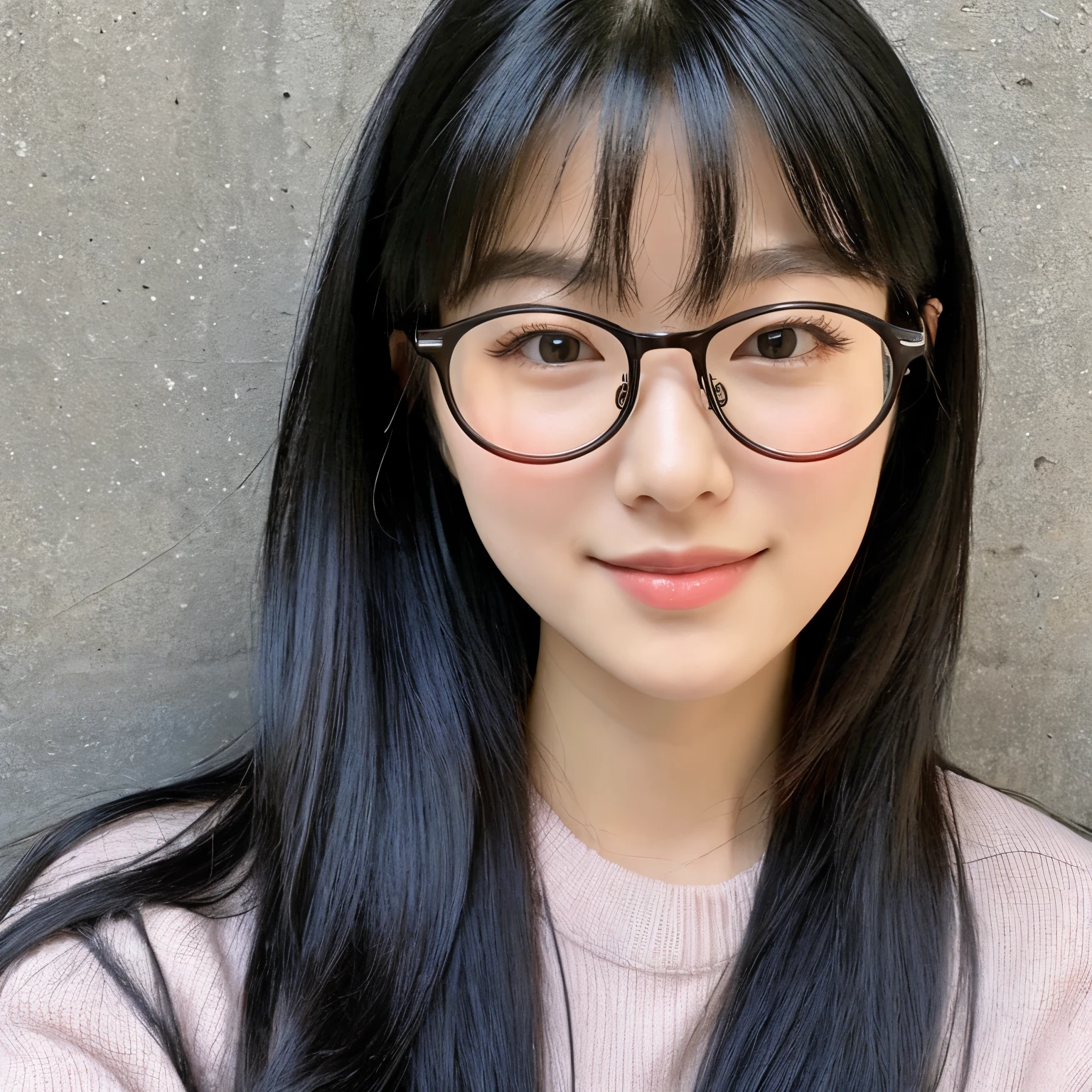 Around 27 years old OL Straight black hair with glasses