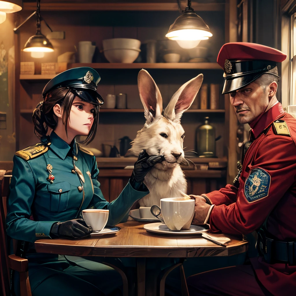 Prisoner and officer on table
