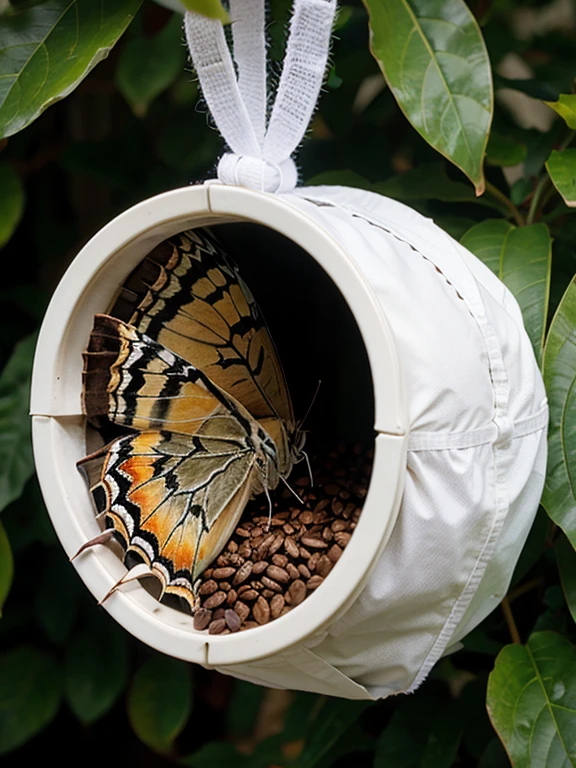 Cocoon, butterfly, coffe