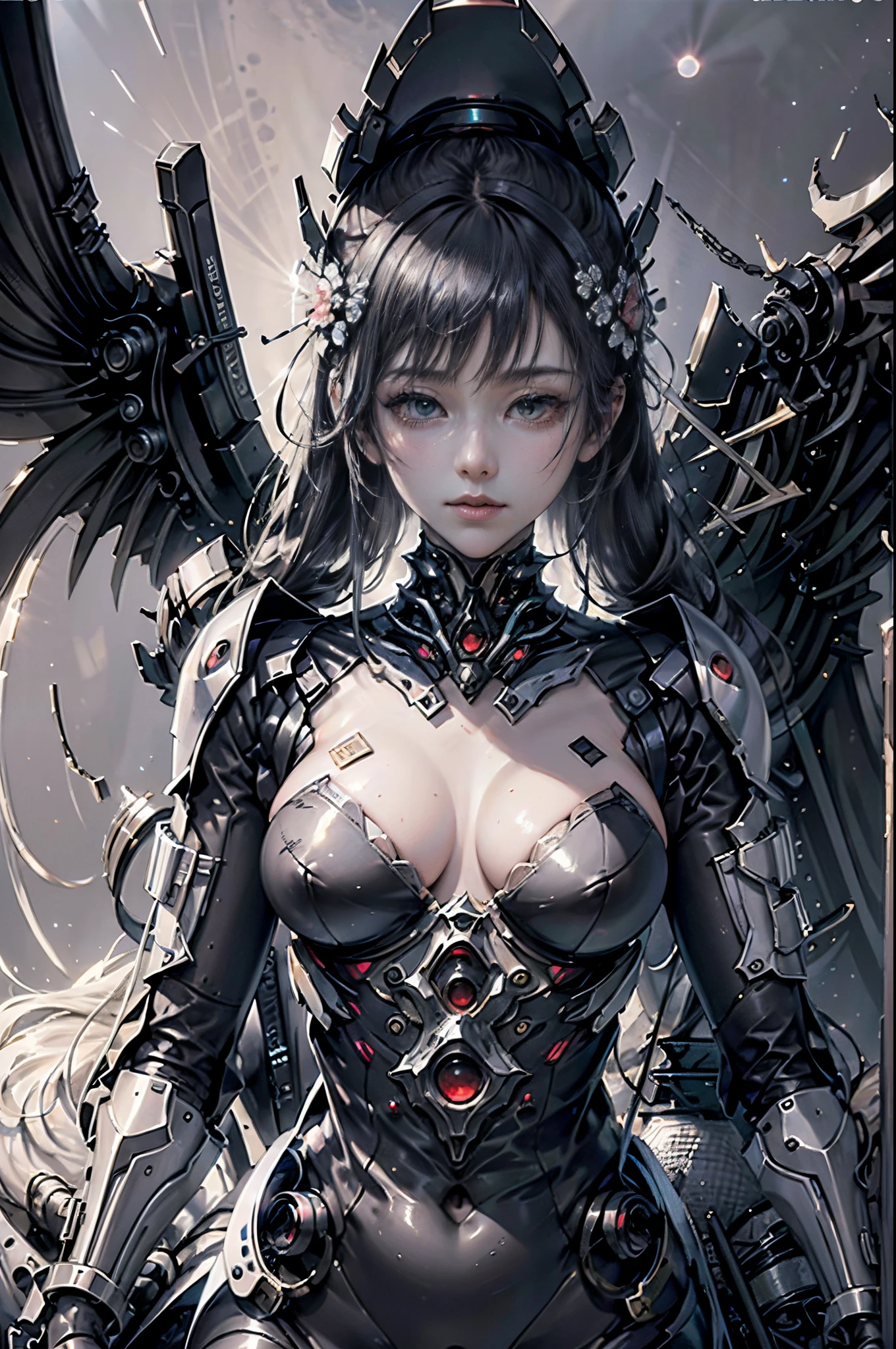 A pencil drawing depicting a (((Girl))) adorned in a unique (((Plugsuit))), standing gracefully in an alien landscape under the captivating glow of the (((Moon))). The composition includes intricately detailed (((flowers))) in the foreground. The art style should incorporate elements of cross-hatching for texture. The camera shot is a close-up, emphasizing the fine details of the scene. The drawing is rendered in monochromatic tones, providing a classic and timeless feel to the artwork.