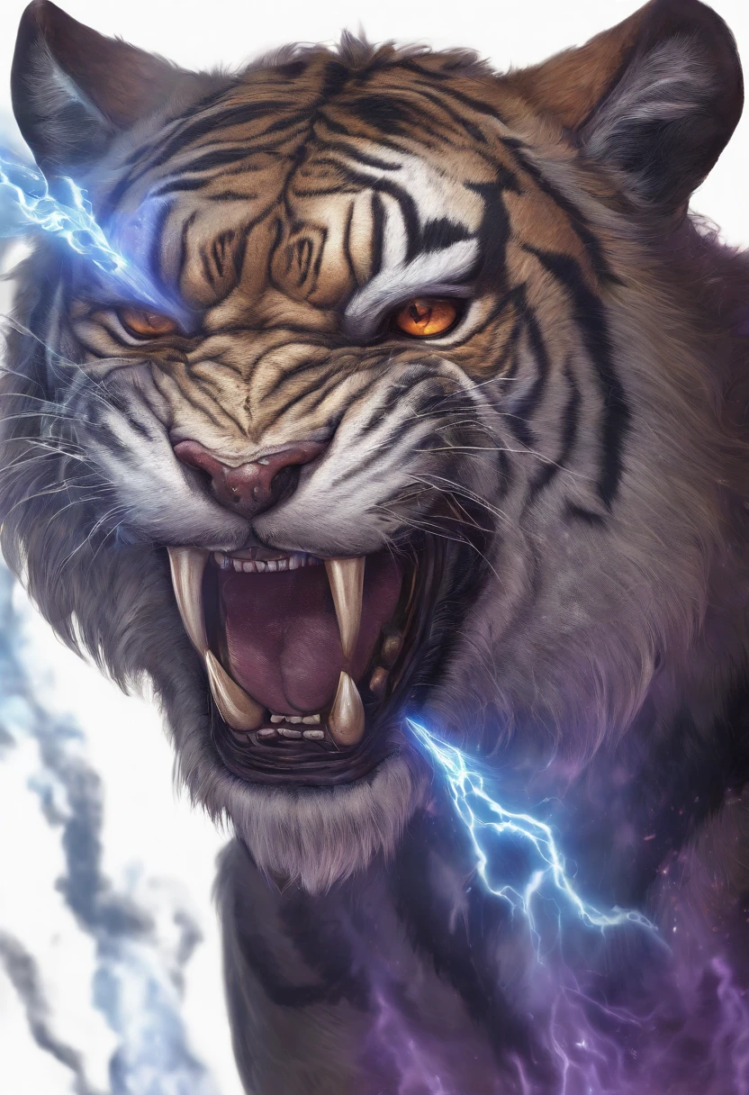 Strange monsters in a fantasy world，A group of saber-toothed tigers，long canine teeth，Strong limbs，Covered in blue flames，Covered with thick spikes，Moon Night，Purple lightning，The middle view is，wastelands，Full body like， Highly detailed and ultra-realistic visuals，oc rendered，Shot with 70mm lens - AR 16:9 --q 2 --s 1000