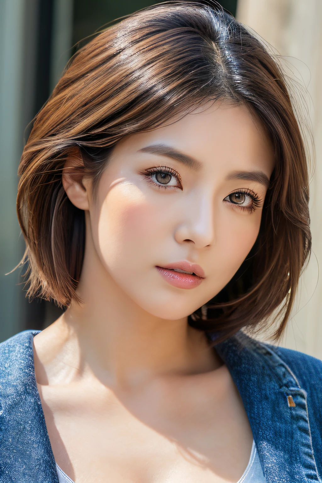 (top-quality,8K,​masterpiece),全裸の女性,Very beautiful face,(face perfect,Crisp eyes,Detailed lips,lipgloss),40 years,Solid makeup,Colossal tits,Colossal tits,Bullish gaze,so short hair,Depicts genitals,