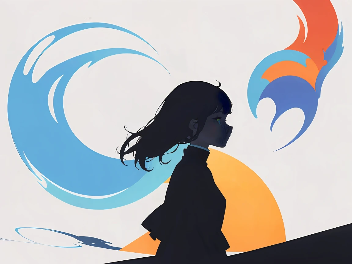 Masterpiece, Best Quality,Abstract art illustration,flat color,
colorful shadow art, 1girl, shadow silhouette,
