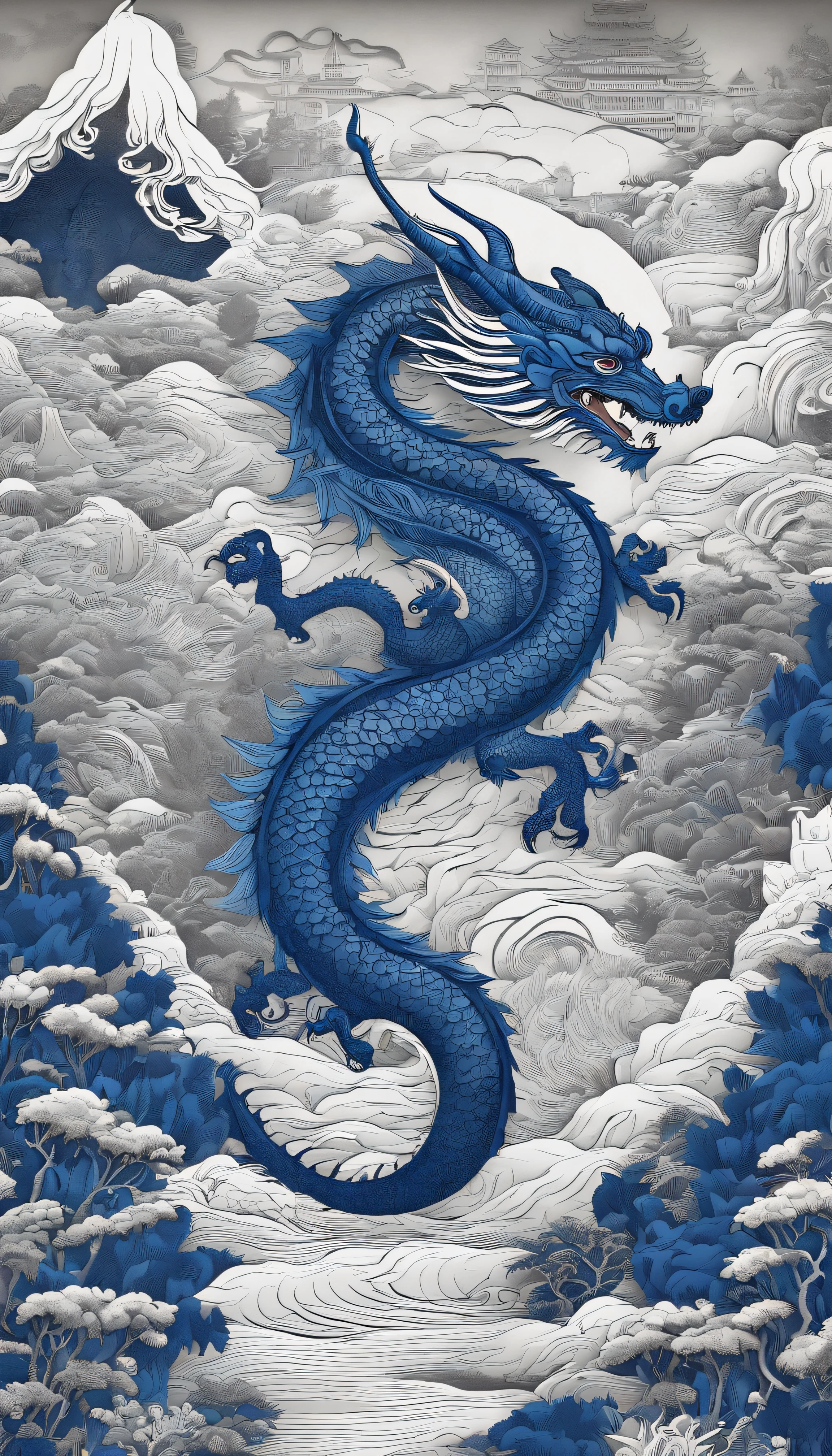 best composition、masutepiece、blue dragon、Thang Long