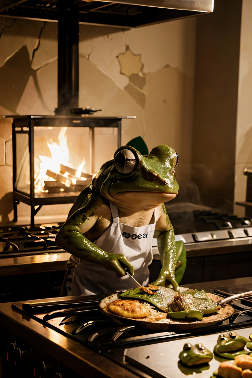 frog cooking dinner