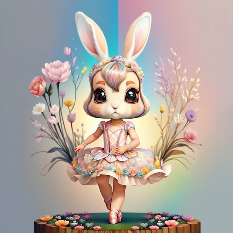 (cute  rabbit with ballet dancer dress and flowers),(melhor pose),(best angle), (better expression), Eduardo Kobra acolchoamento ,multidimensional geometric wall PORTRAIT, arte, Chibi,
Yang08k, lindo, Colouring,
Primary works, qualidade superior, melhor qualidade, Arte Oficial, Beautiful and Aesthetic, pelos coloridos,