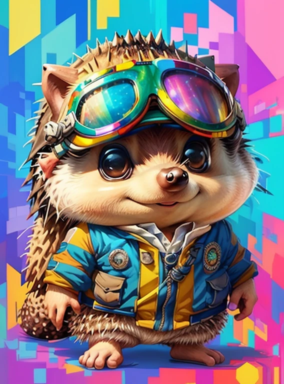 (cute baby hedgehog aviator with goggles),(melhor pose),(best angle), (better expression), Eduardo Kobra acolchoamento ,multidimensional geometric wall PORTRAIT, arte, Chibi,
Yang08k, lindo, Colouring,
Primary works, qualidade superior, melhor qualidade, Arte Oficial, Beautiful and Aesthetic, pelos coloridos,