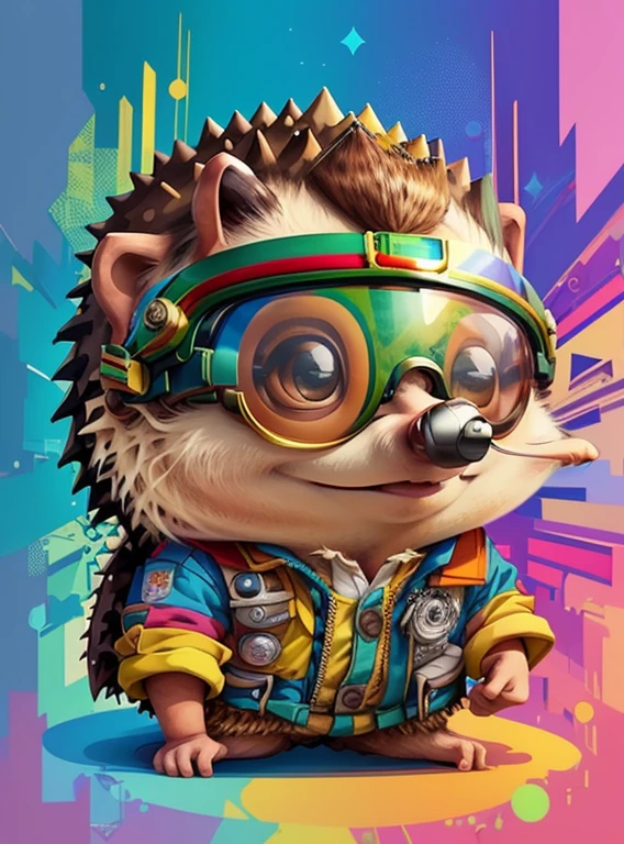 (cute baby hedgehog aviator with goggles),(melhor pose),(best angle), (better expression), Eduardo Kobra acolchoamento ,multidimensional geometric wall PORTRAIT, arte, Chibi,
Yang08k, lindo, Colouring,
Primary works, qualidade superior, melhor qualidade, Arte Oficial, Beautiful and Aesthetic, pelos coloridos,