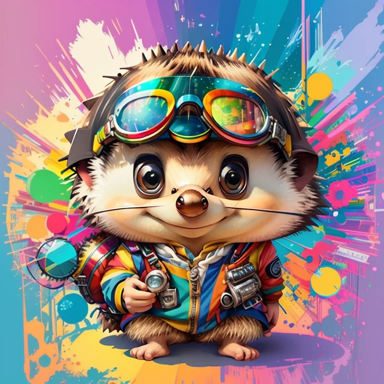 (cute baby hedgehog aviator with goggles),(melhor pose),(best angle), (better expression), Eduardo Kobra acolchoamento ,multidimensional geometric wall PORTRAIT, arte, Chibi,
Yang08k, lindo, Colouring,
Primary works, qualidade superior, melhor qualidade, Arte Oficial, Beautiful and Aesthetic, pelos coloridos,