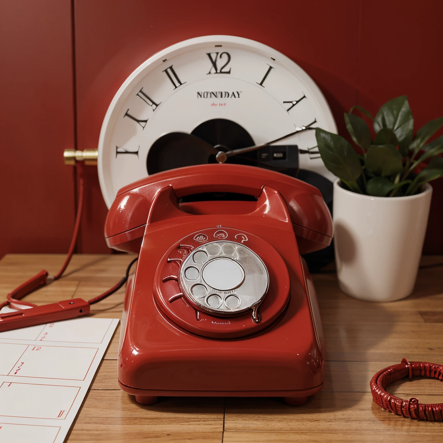 Red phone and calendar