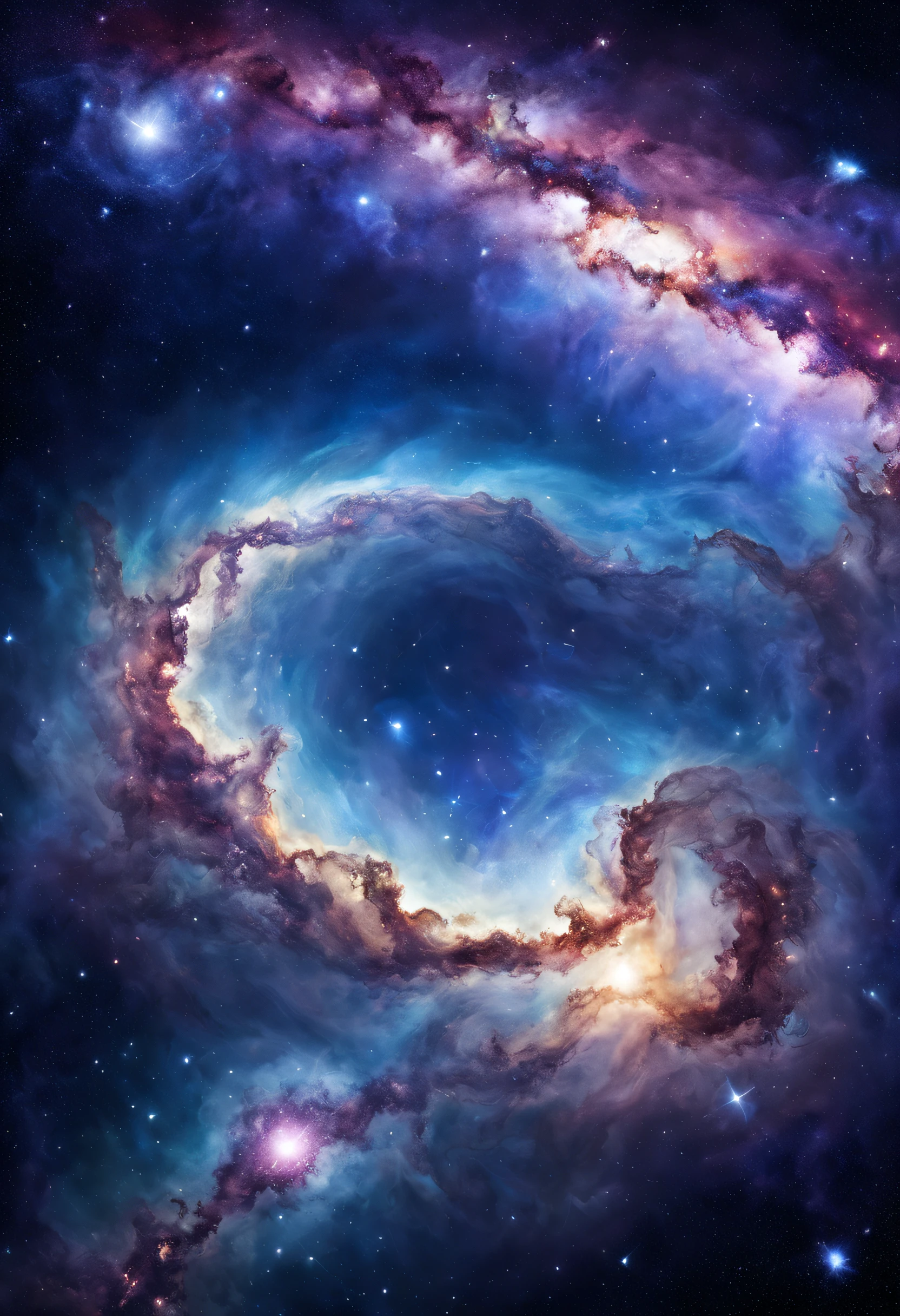 A beautiful, detailed, textured magnificent galaxy with dreaming clouds of stardust and a planet a little further away