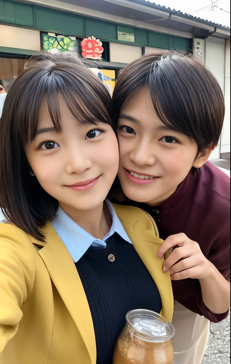 ((Highest quality、、masterpiece:1.3))、1 male、1 female,36 years old 39 years old、Slim Beauty、Beautiful couple、Upper Body、smile、 (Slim face), (the body is スリム), (Brown Hair), (Shortcuts), テーブルのフルコースディナーとwine glass、Amazing view of the sunset sky and clouds、smileの美しさ、Wine bottle、sparkling wine、Long sleeve shirt、dress、White wine, red wine, wine glass, Beautiful fine grain, Depth f/2,saturation, High Contrast, Strong light and shadow,Moist Body:1.5、 texture、The hair is very shiny、