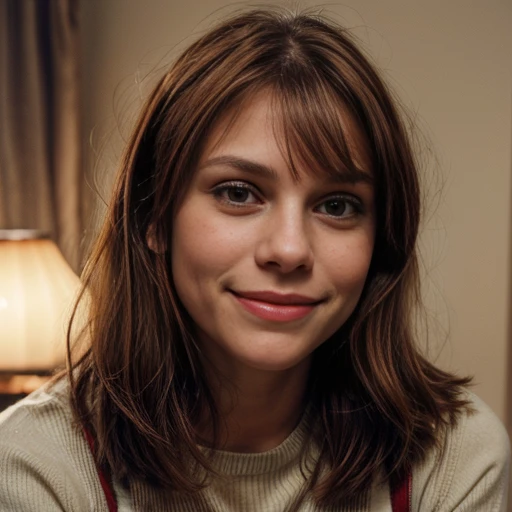 50yo Claire danes (light brown hair with bangs), (bulbous nose) (large mouth), (wide smile), (Closed mouth), (Claire Danes), (red socks), sexy, (full lips), (Big eyes) (crows feet) (Claire Danes)
