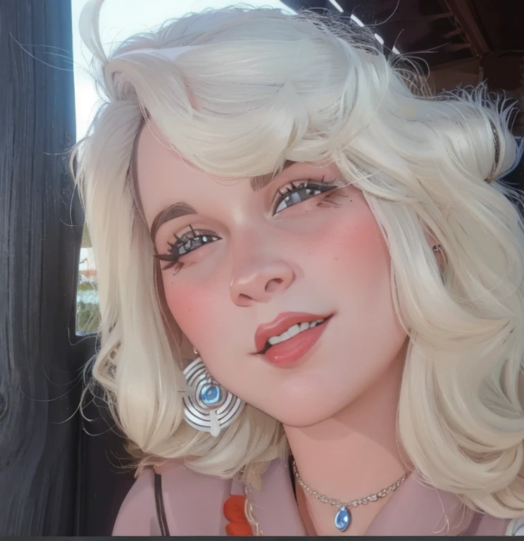 mulher loira com brincos e colar posando para uma foto, imagem de perfil, Directed by: Nandor Soldier, Ekaterina, Magalie Villeneuve, tarde - 4 0 s de idade, taken in the early 2020s, inspirado em Maria Helena Vieira da Silva, 4 5 I, Madalena Radziej, foto ao lado