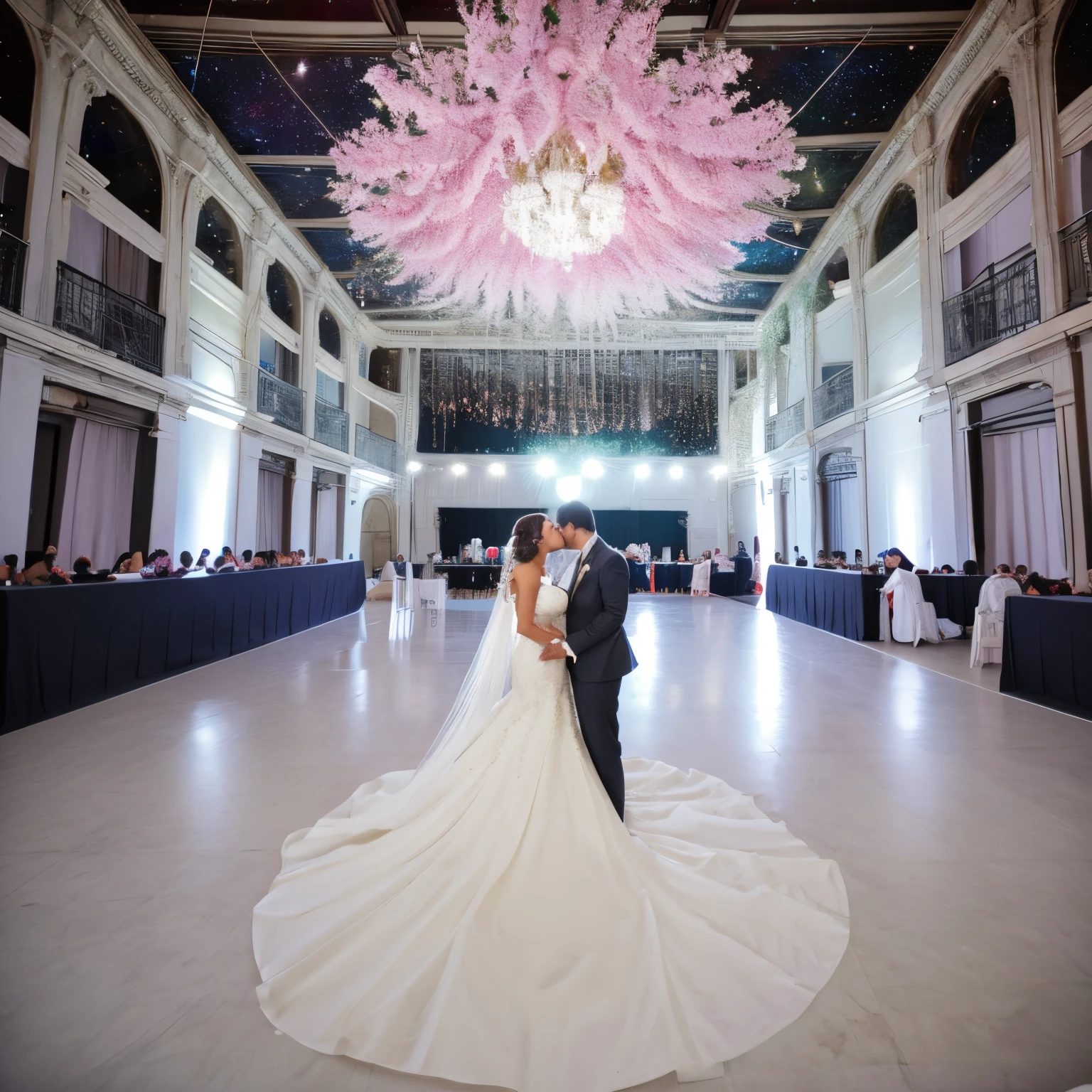 Uma festa de casamento ,in a large space ,cheio de convidandos