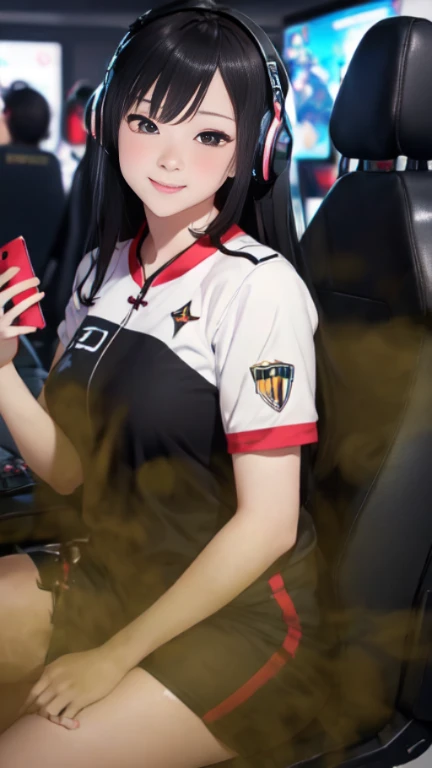 ((velocity)),Attacked by farts, (((Women farting))),(girl farting while seat on seat and playing game on smartphone)),smiled,blushing,velocity,(a female pro player), (wearing a pro player uniform),(sit facing the screen),()) (longhair black hair),(Asian woman),(gaming tournament),(masterpiece:1.2、top-quality)、(the Extremely Detailed CG Unity 8K Wallpapers、ultra-detailliert、Best Shadows)、(细致背景)、(The best lighting、extremely delicate and beautiful)、depth of fields、1girl in、独奏、upward looking gaze、