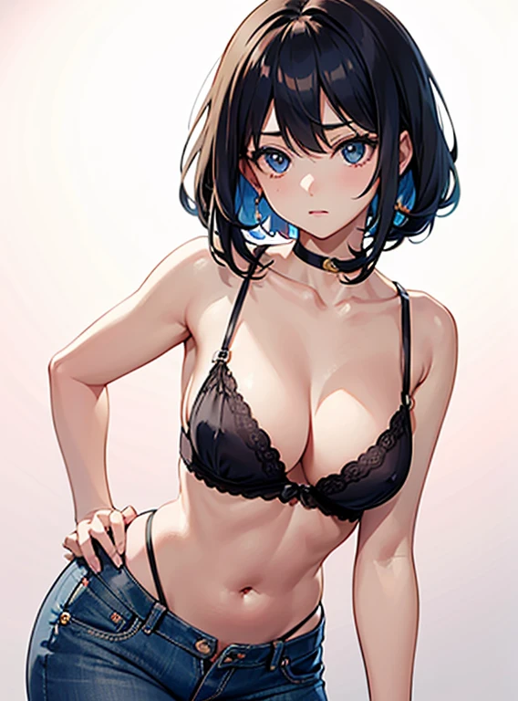 1 chica anime, solamente, Anatomically correct, Supermodelo, beautiful  girl, cabello verde claro, cabello color cian, pelo corto, cabello rizado, rizos intensos, pelo muy corto, Hermosos ojos azules, highly detailed face illustration, Medium-sized breasts, Figura de reloj de arena, Muslos jugosos, Usar sujetador deportivo, escote, pantalones cortos deportivos sexys, pantalones cortos muy cortos, pose sexy, 8k, La mejor calidad