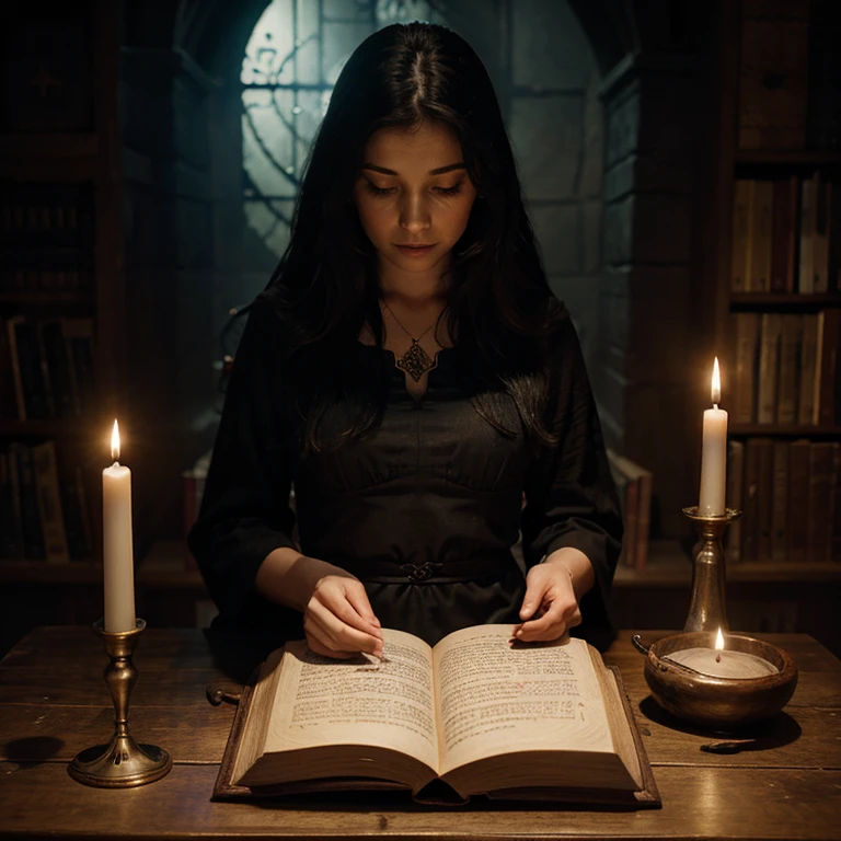 Book of shadows, woman, magic, spell, calling forth a spirit
