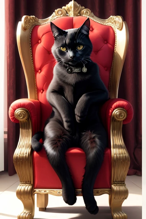 black cat on a black throne